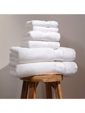 Luxury 100% Organic Cotton Bath Towel Set of 6 | GOTS Certified, 700 GSM, White